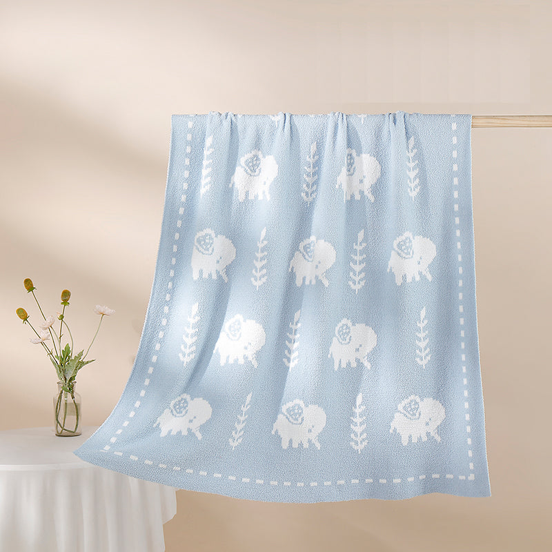 Feather yarn double-sided blanket