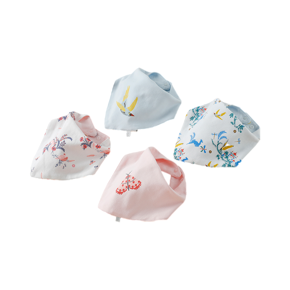 مريلة أطفال من جي بي، ثلاثية الأبعاد، مزدوجة الطبقات، مصنوعة من القطن، عبوة من 4 قطع