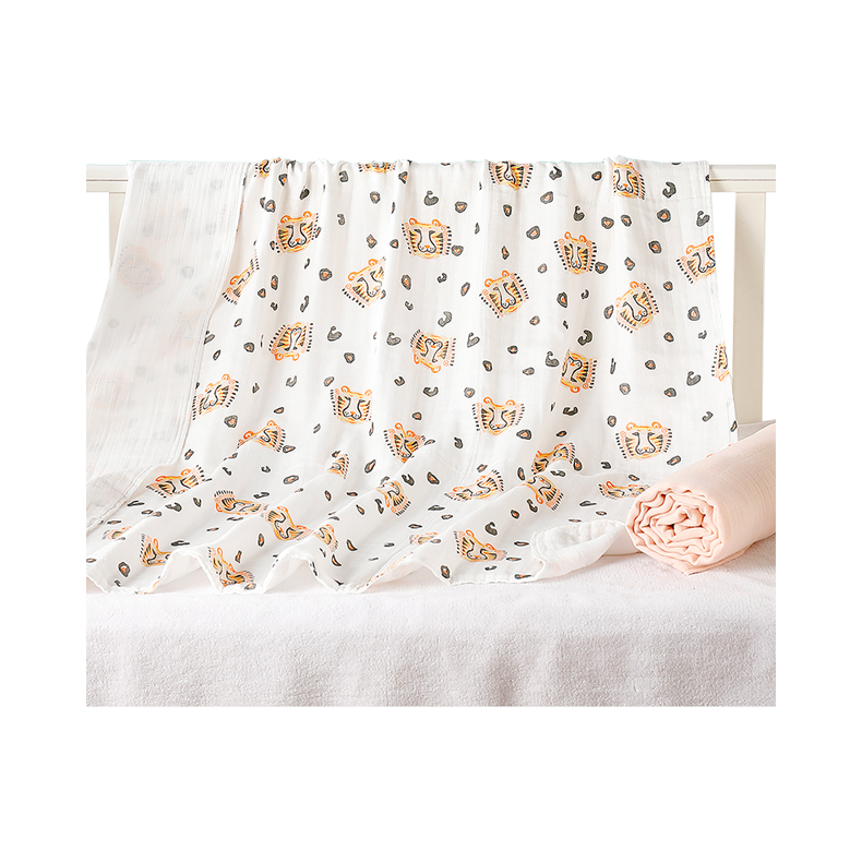 بطانية أطفال من الشاش القطني المصنوع من الخيزران المضاد للبكتيريا، 4 طبقات